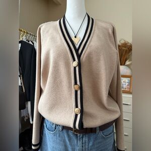 Cyrus Tan Cardigan with Black Accents
